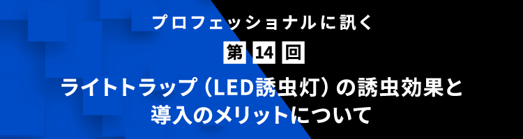 プロフェッショナルに訊く 第14回 ライトトラップ（LED誘⾍灯）の誘⾍効果と導⼊のメリットについて